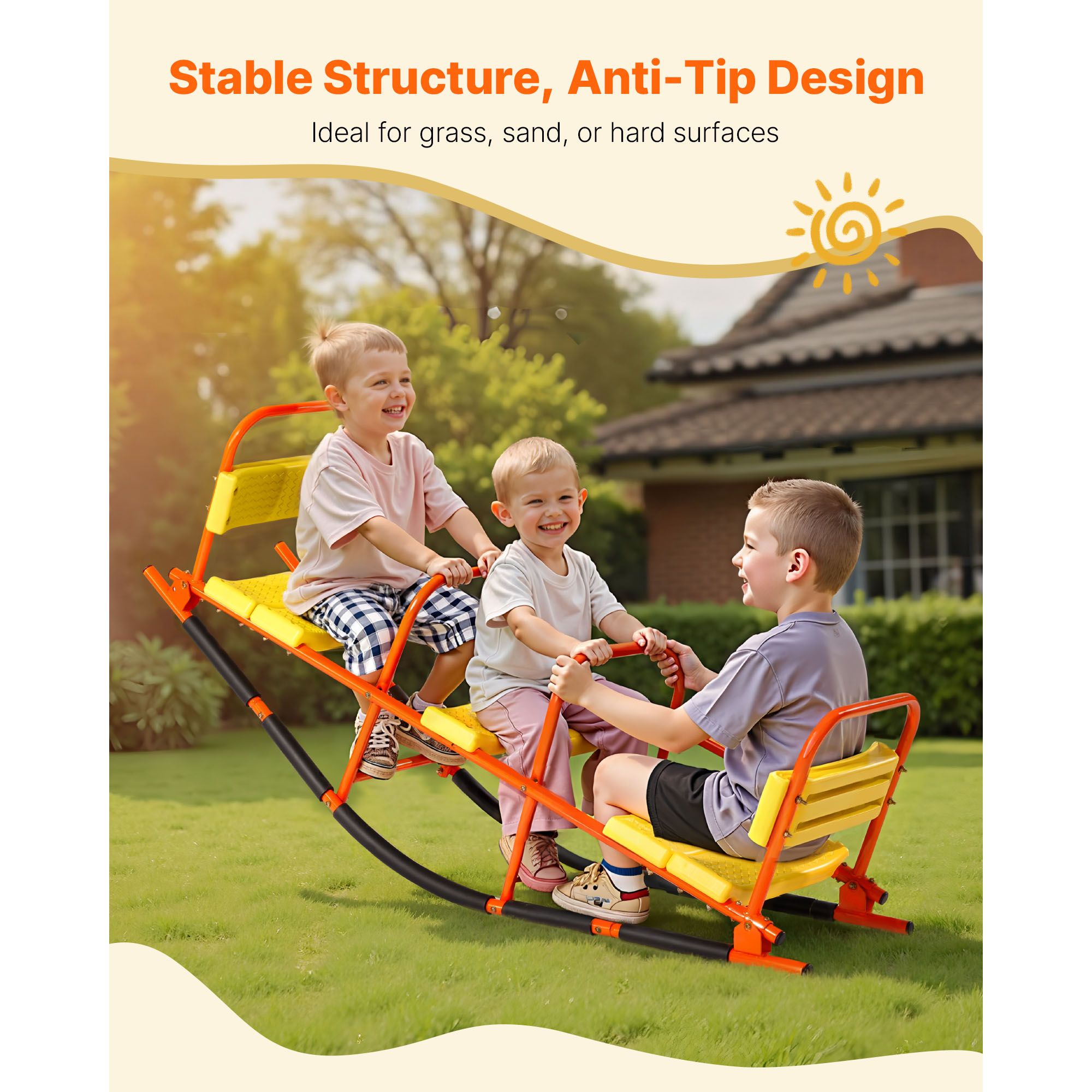 Kids Outdoor Lawn Equipment - Kids Seesaw, 200 lbs Load Capacity,