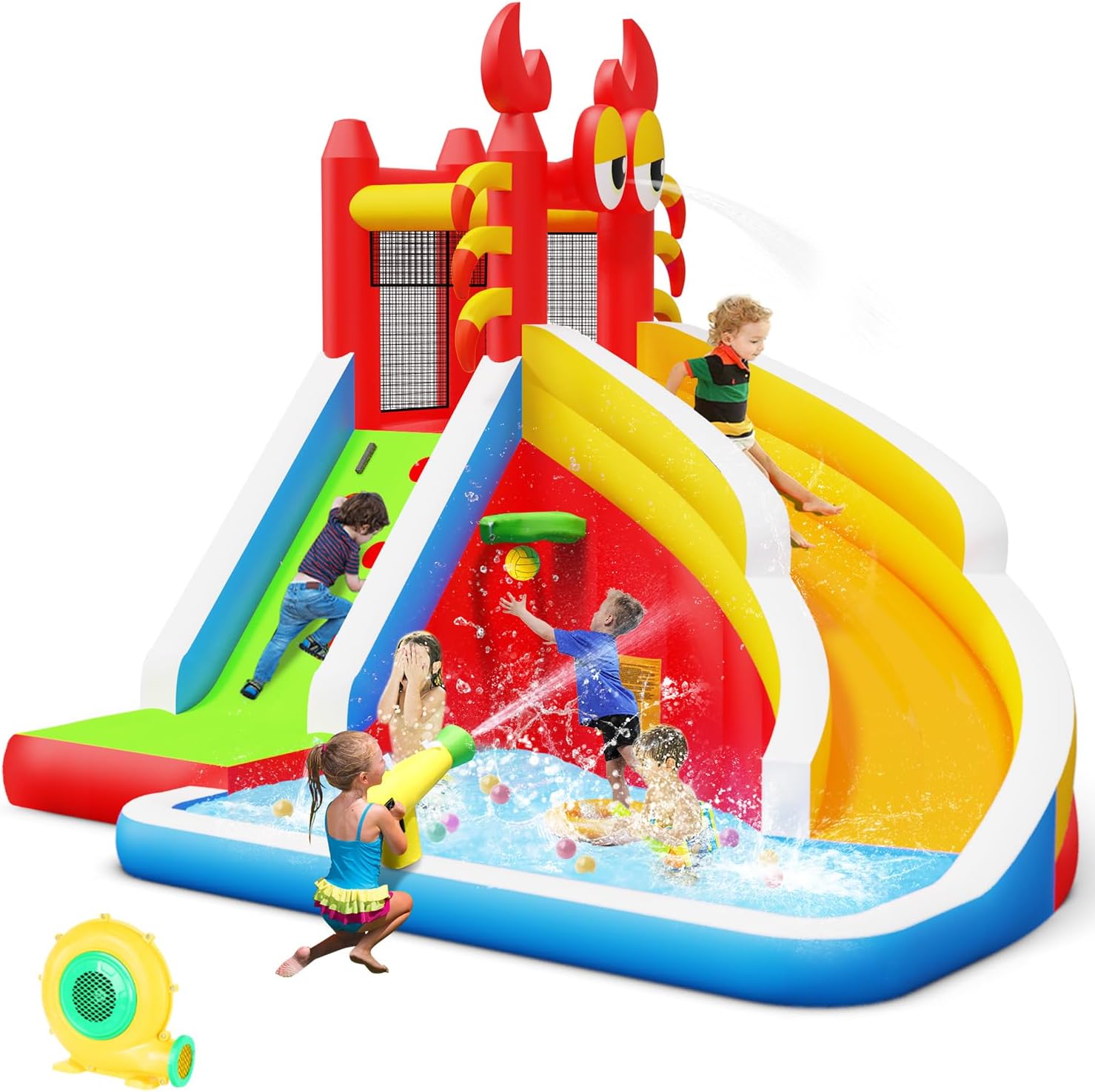 Kids Outdoor Basketball - Large Inflatable Bounce House with Water