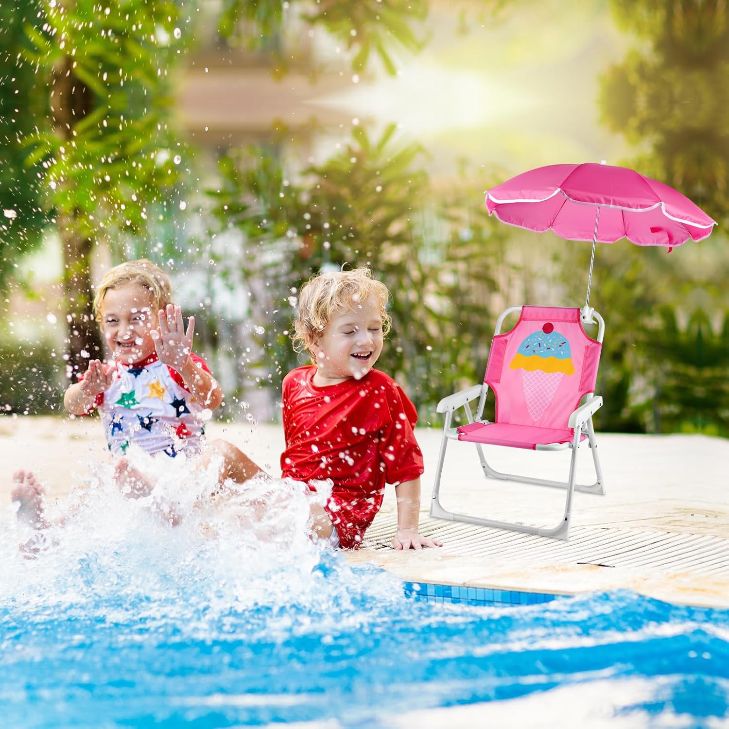 1 Set Folding Beach Chair with - огляд і ціна Kids Outdoor Lounge Chair With Umbrella