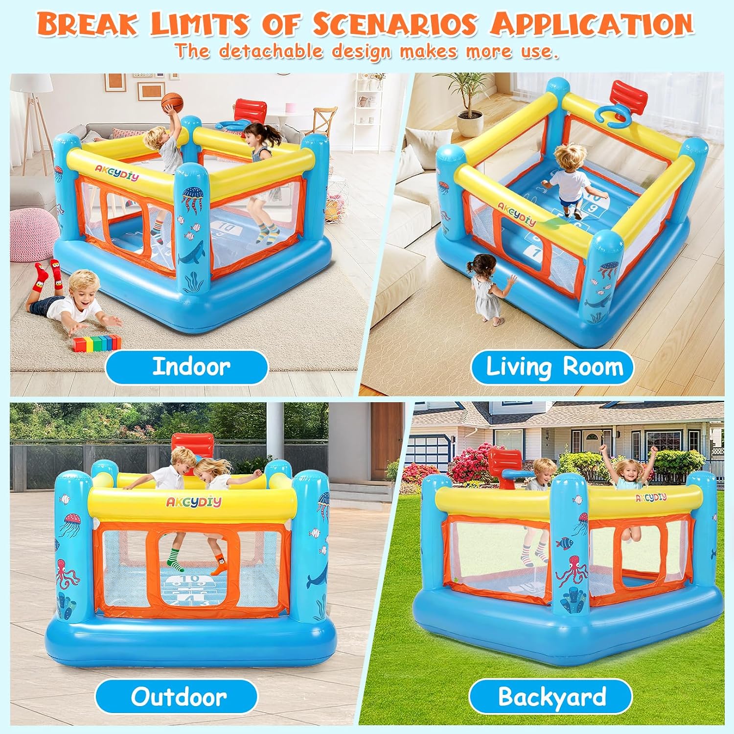 Bounce House, PVC Inflatable B - огляд і ціна Kids Outdoor Basketball