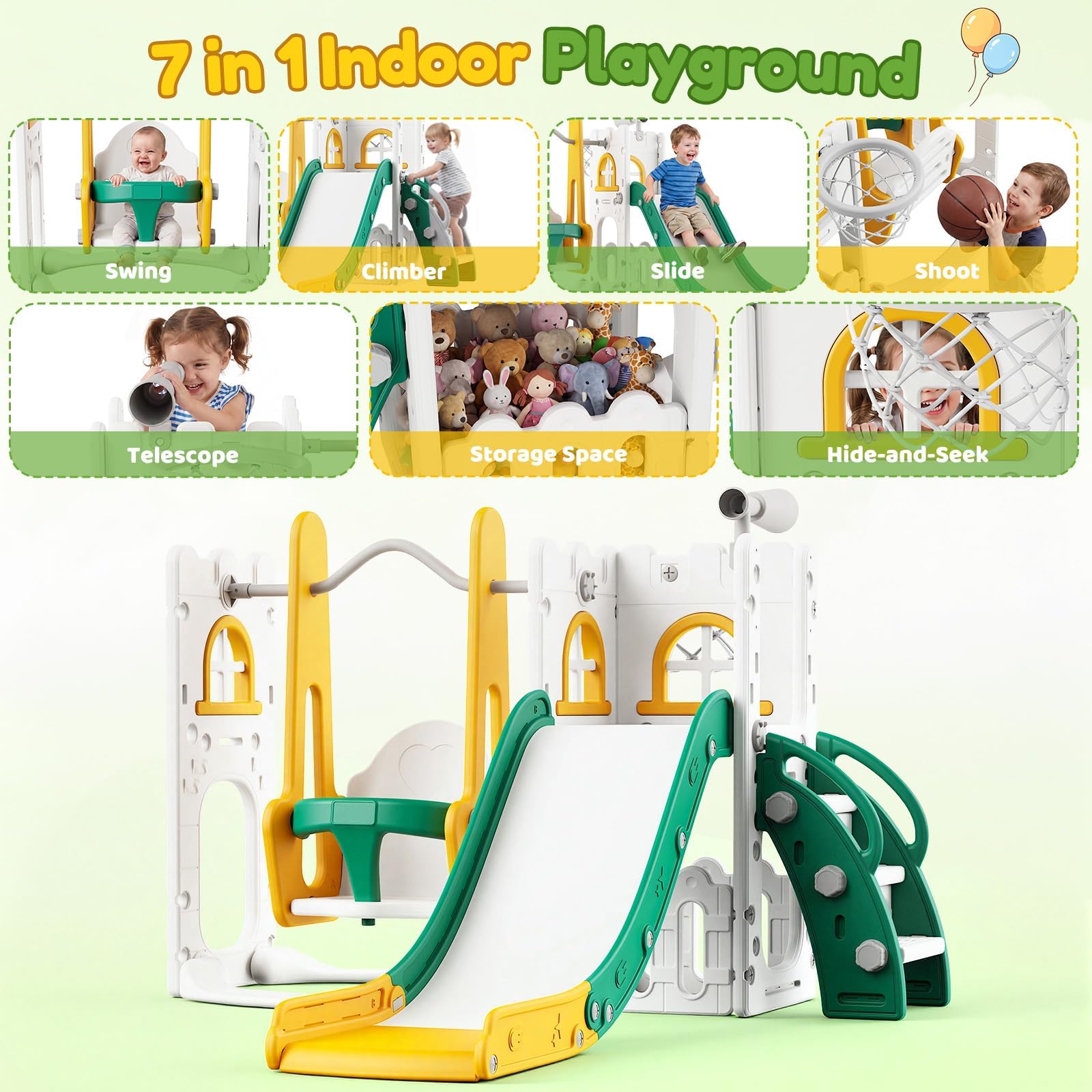 7 in 1 Toddler Slide And Swing - огляд і ціна Kids Outdoor Basketball