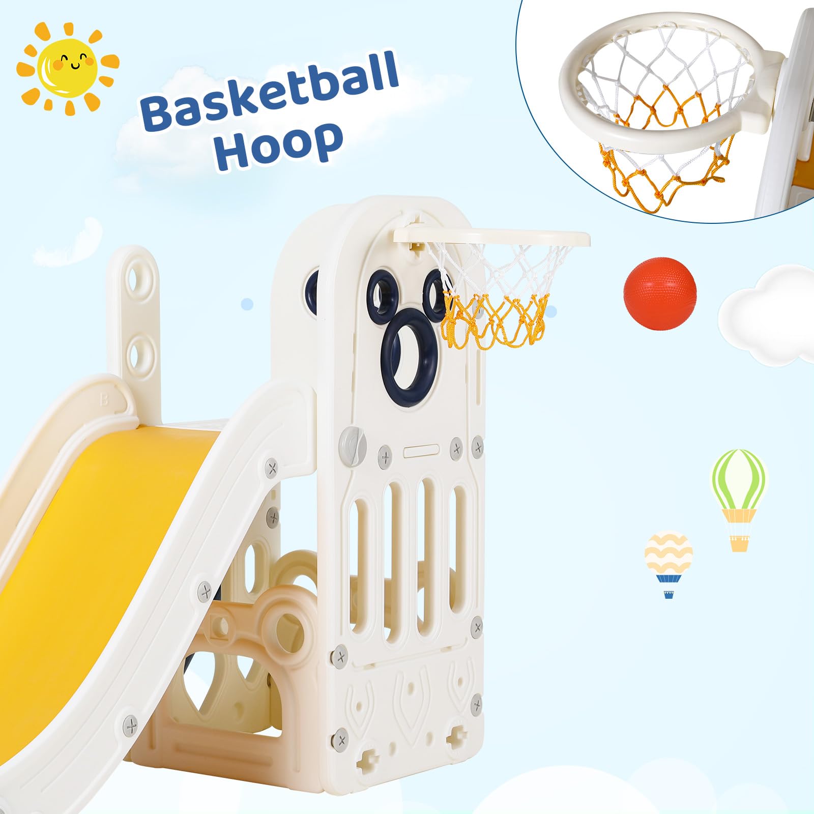 6 in 1 Toddler Slide Playset,  - огляд і ціна Kids Outdoor Basketball