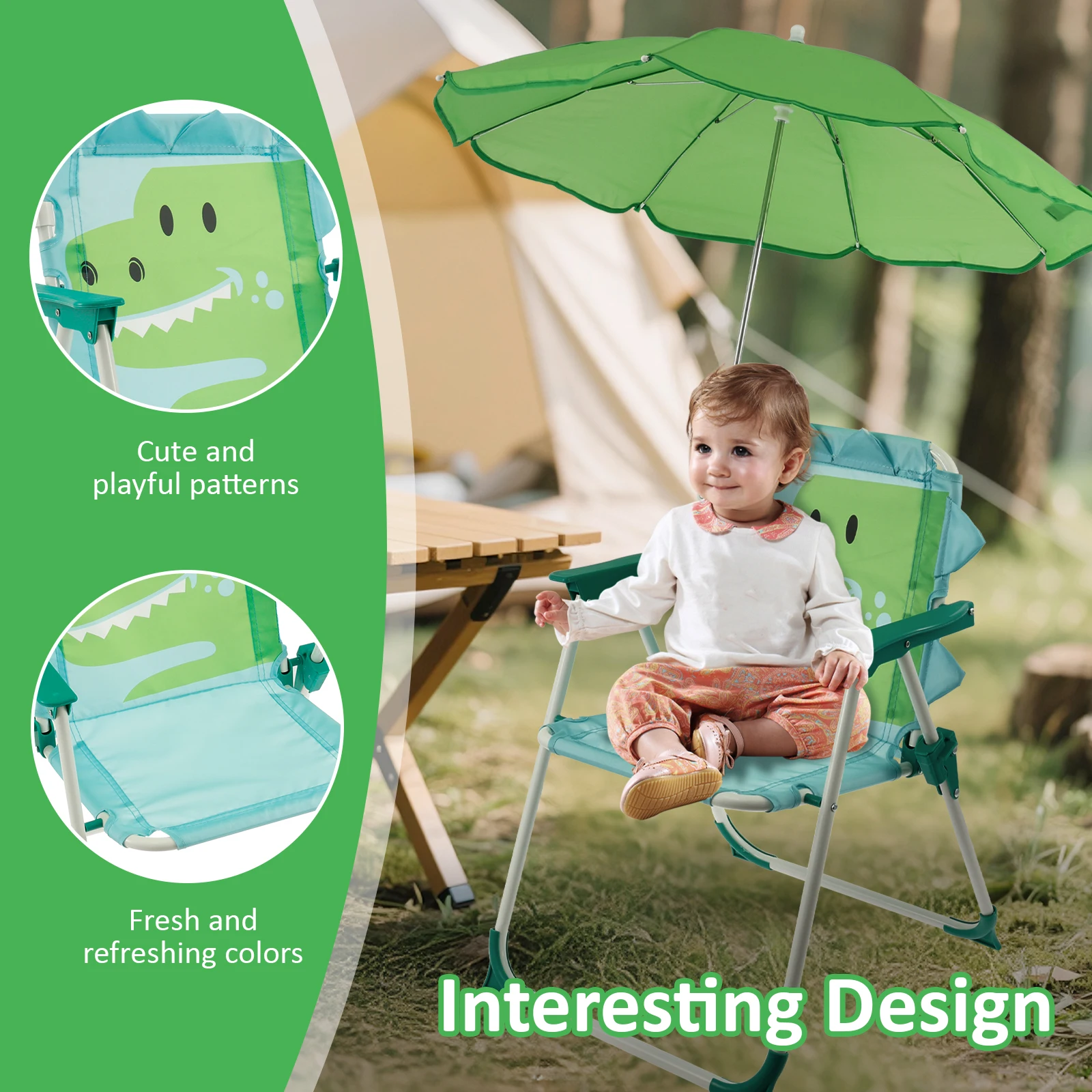 Kids Folding Beach Chair With  - огляд і ціна Kids Outdoor Lounge Chair With Umbrella