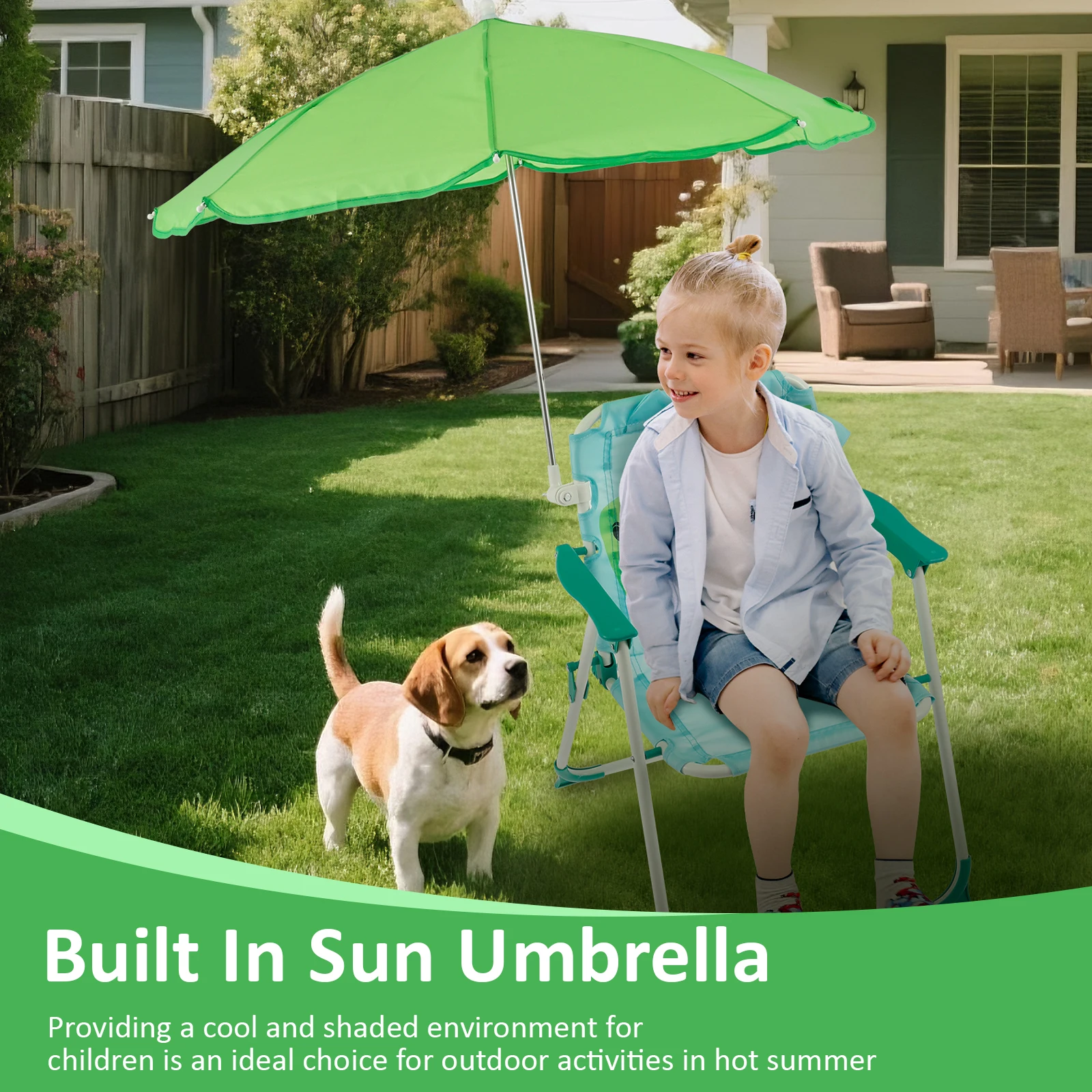 Kids Folding Beach Chair With  - огляд і ціна Kids Outdoor Lounge Chair With Umbrella