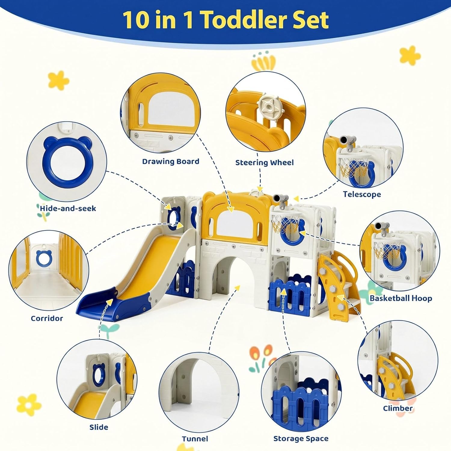 10-in-1 Toddler Slide Set, Kid - огляд і ціна Kids Outdoor Toys B&Q