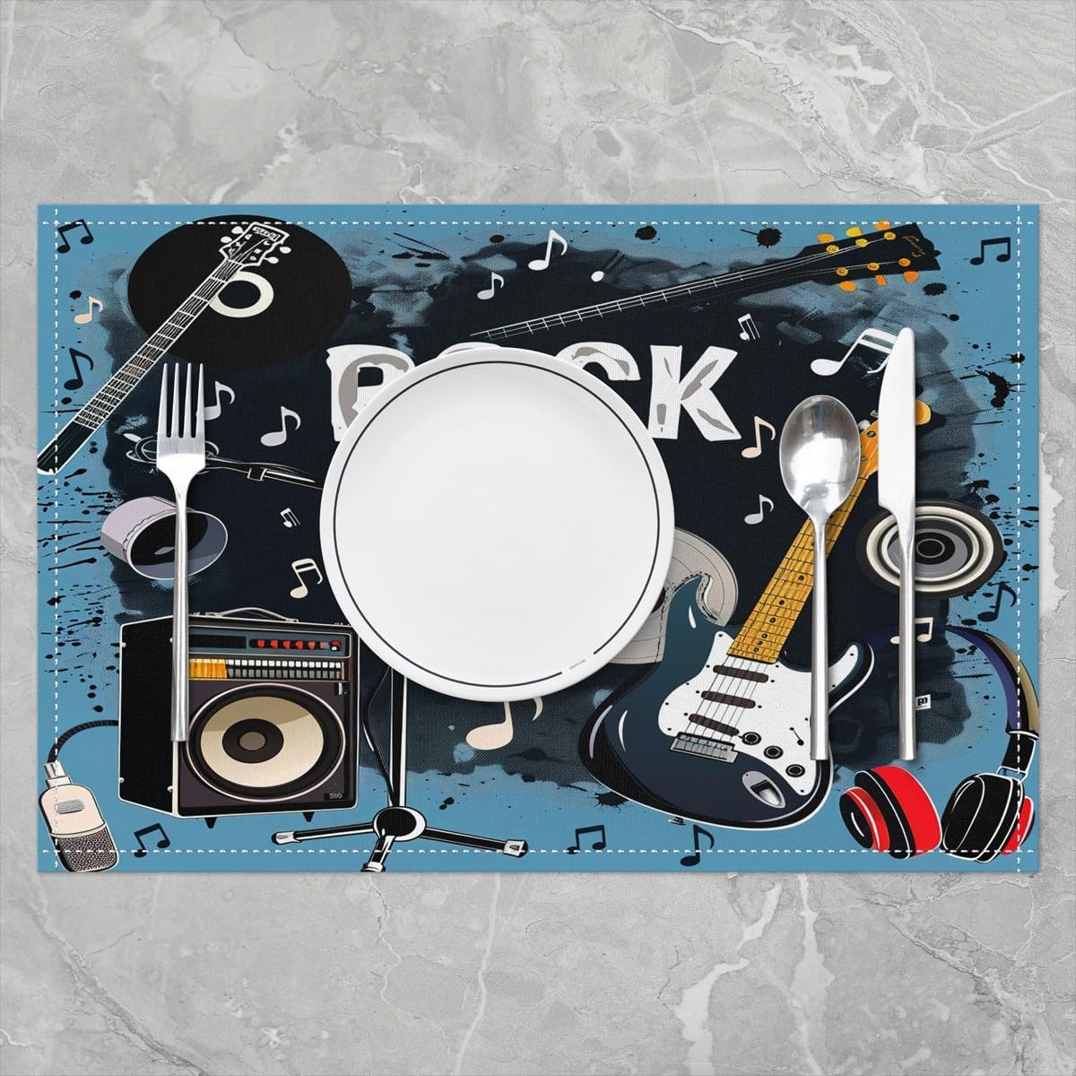Rock Music Placemats Set of 4  - огляд і ціна Kids Outdoor Dining Table