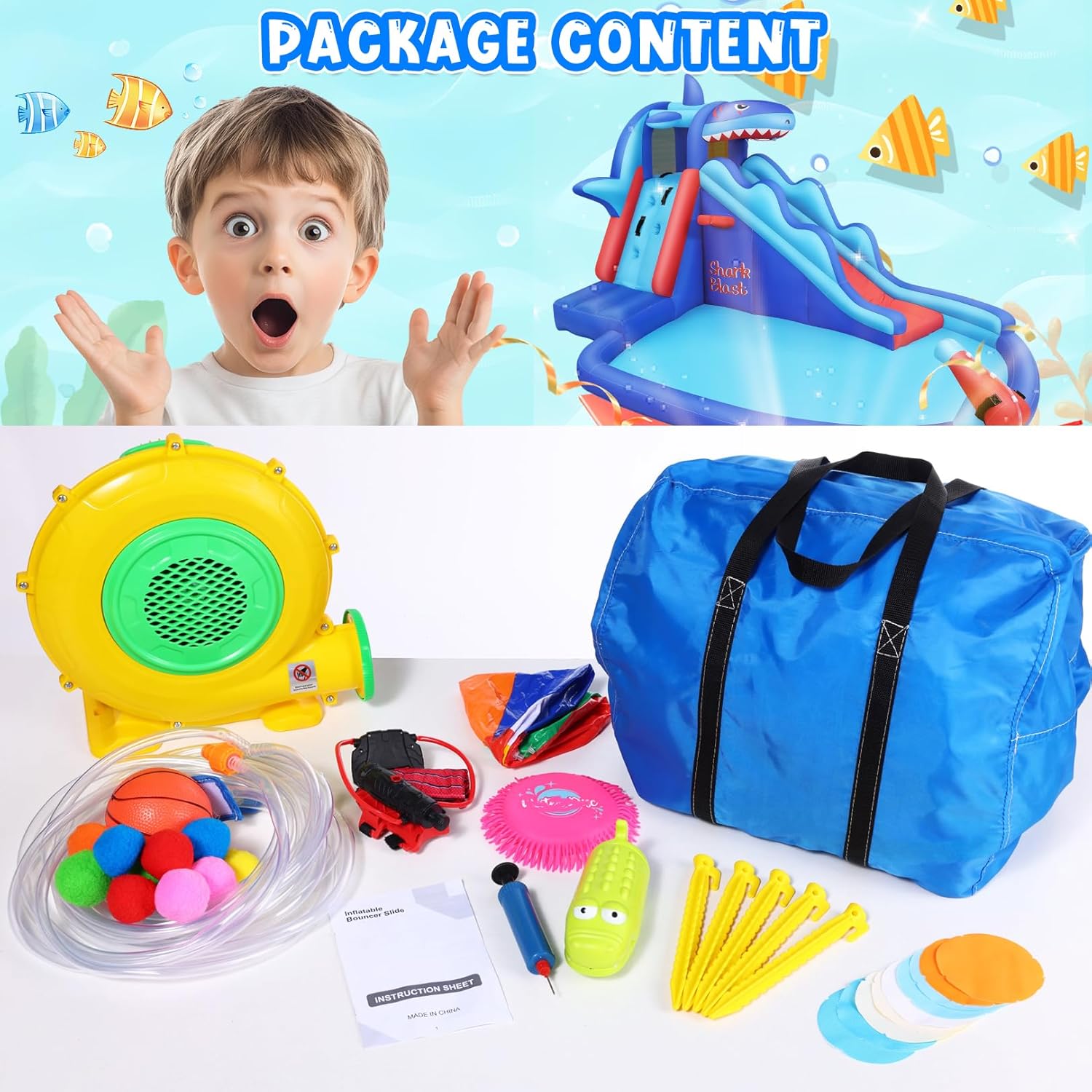 Shark-Themed Inflatable Water  - огляд і ціна Kids Outdoor Basketball
