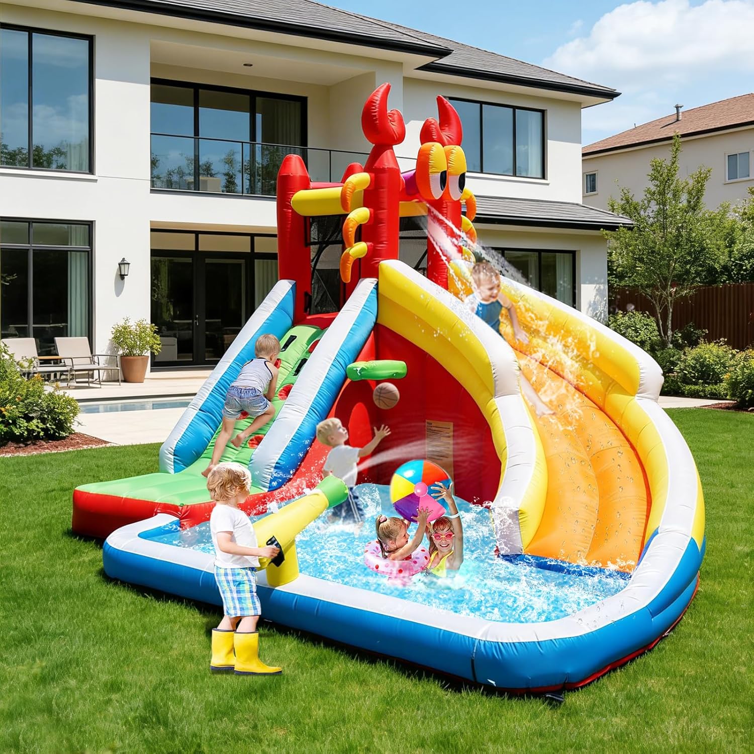 Large Inflatable Bounce House  - огляд і ціна Kids Outdoor Basketball