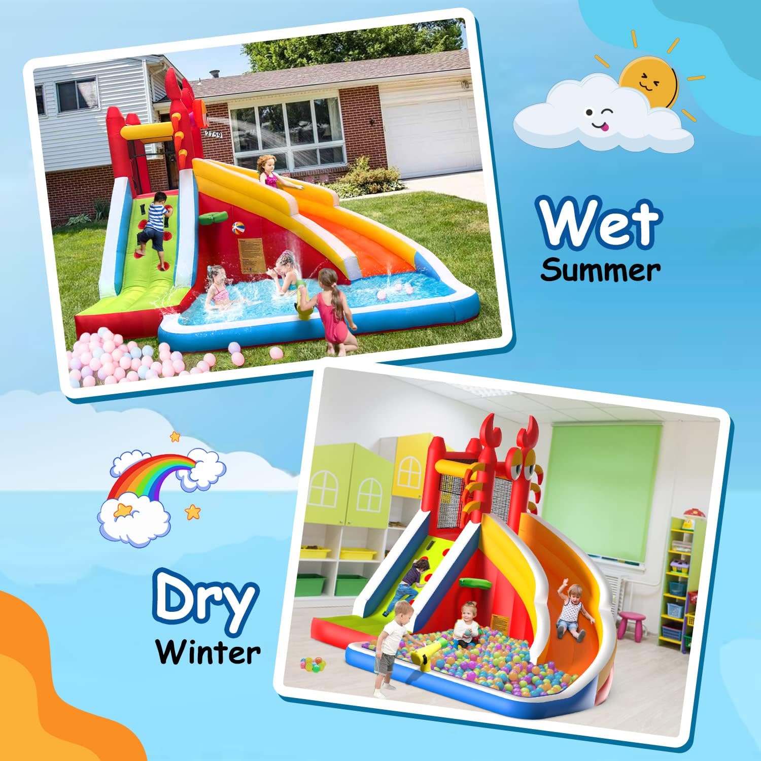 Large Inflatable Bounce House  - огляд і ціна Kids Outdoor Basketball