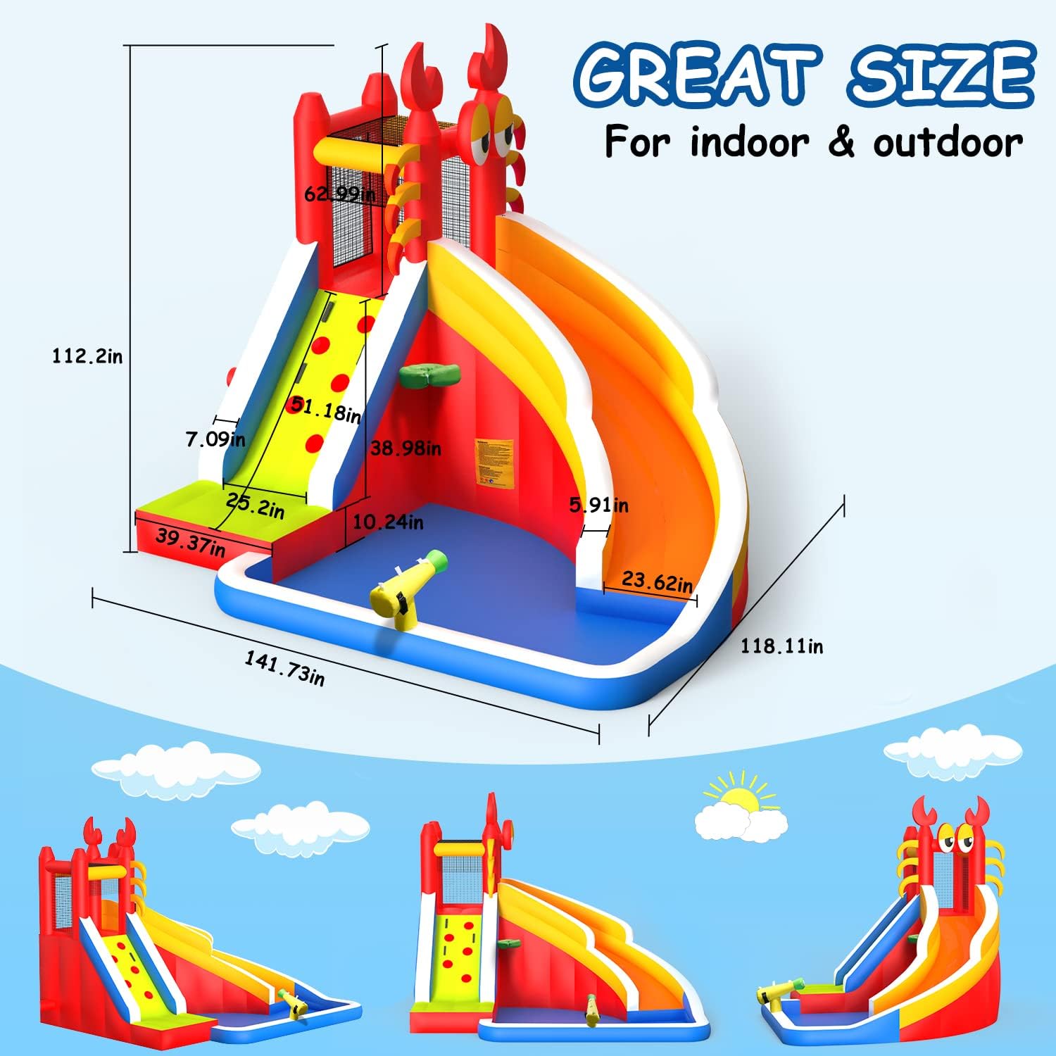 Large Inflatable Bounce House  - огляд і ціна Kids Outdoor Basketball