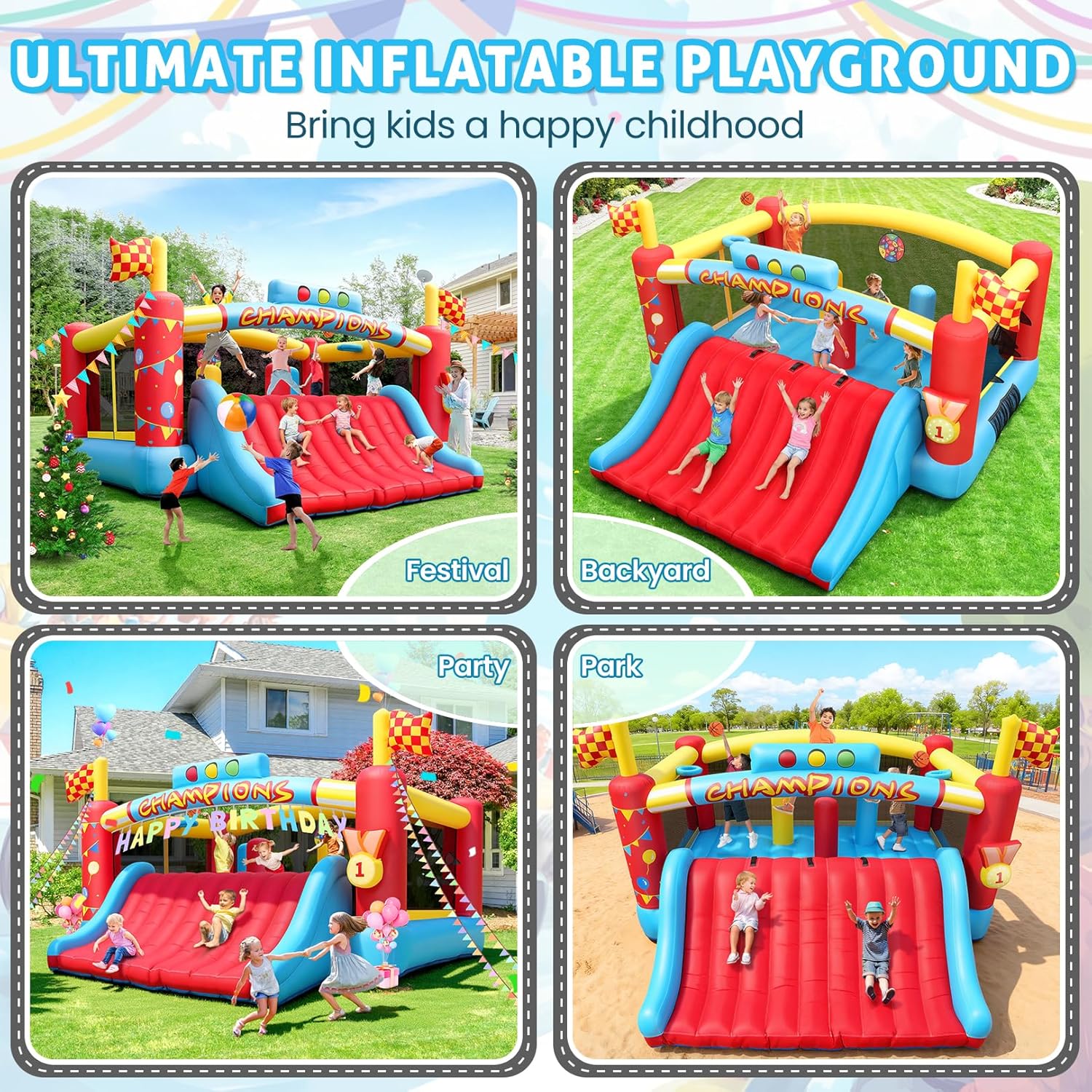 13FT Big Inflatable Bounce Hou - огляд і ціна Kids Outdoor Basketball