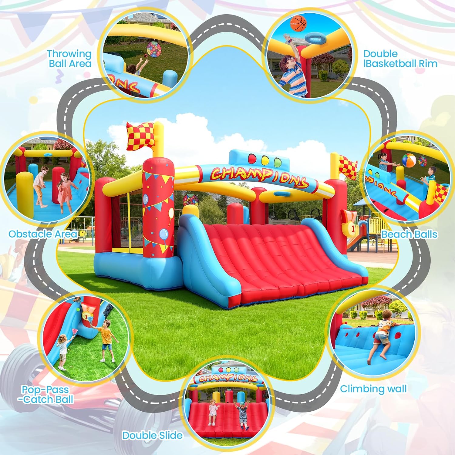 13FT Big Inflatable Bounce Hou - огляд і ціна Kids Outdoor Basketball